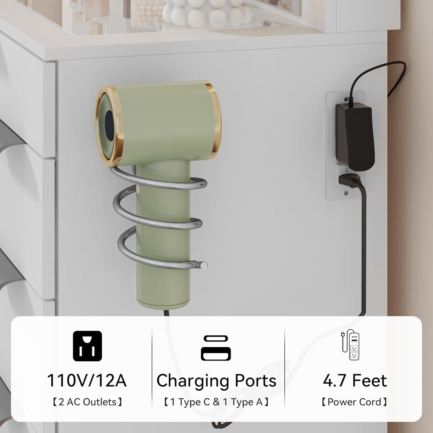 LED Vanity Desk with 10 Drawers