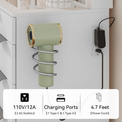 LED Vanity Desk with 10 Drawers